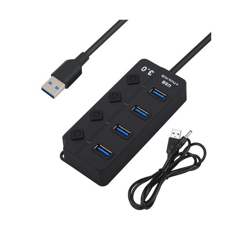 4 port USB3.0 HUB with independent switches plastic